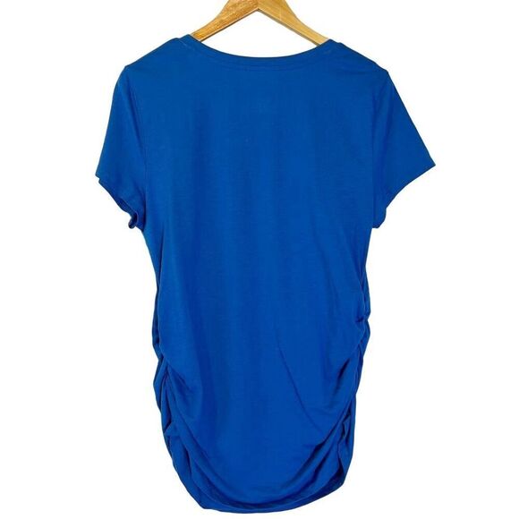 NWT Sonoma Maternity Cobalt Blue V-Neck Short Sleeve T-Shirt Size L Casual Top - Picture 2 of 4